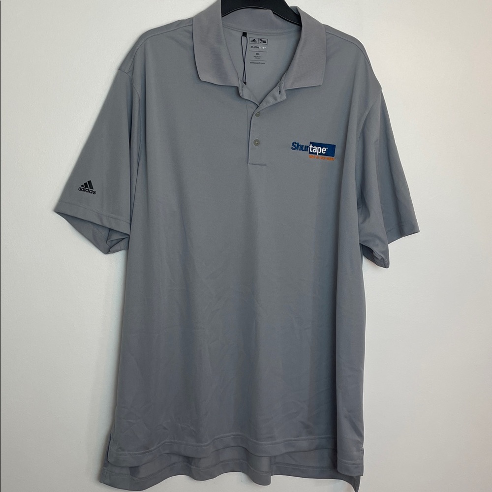 NWT Adidas Climalite Gray Polo with Logo Shurtape Size 2XL